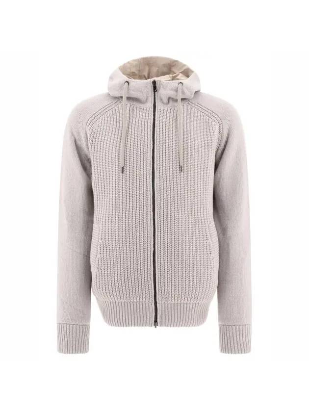 Reversible Wool Zip-Up Hoodie Light Grey - HERNO - BALAAN 1