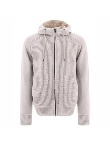 Reversible Wool Zip-Up Hoodie Light Grey - HERNO - BALAAN 1