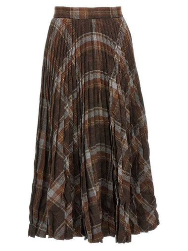 Check Crease Pleated Skirt Brown - BALENCIAGA - BALAAN 1