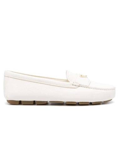 Leather Driving Shoes Ivory - PRADA - BALAAN 1