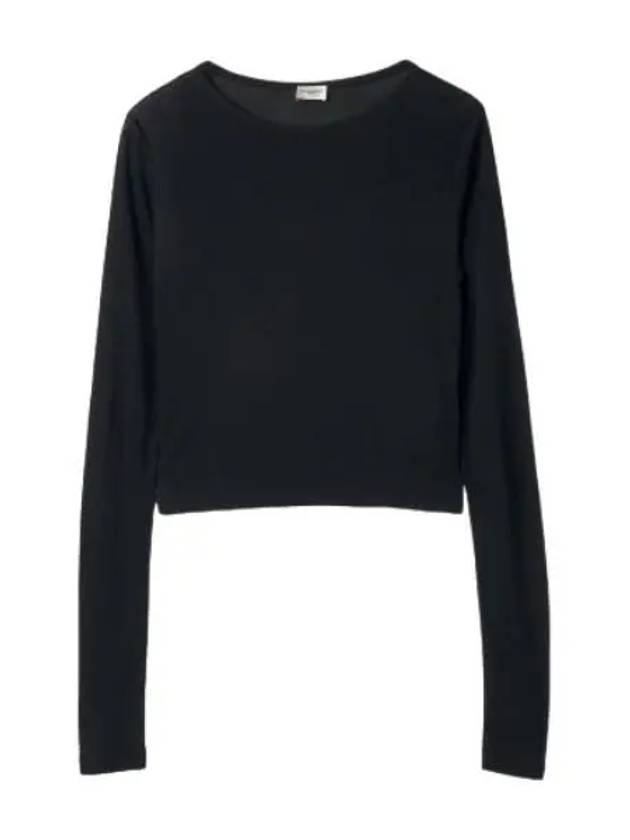 Cropped long sleeve t shirt black - SAINT LAURENT - BALAAN 1