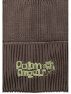 Logo Detail Cotton Beanie Grey - PALM ANGELS - BALAAN 5