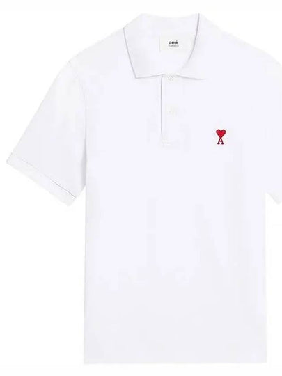 Small Heart Logo Polo Shirt White - AMI - BALAAN 2