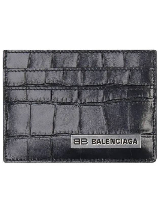 BB logo metal tab crocker card wallet - BALENCIAGA - BALAAN.