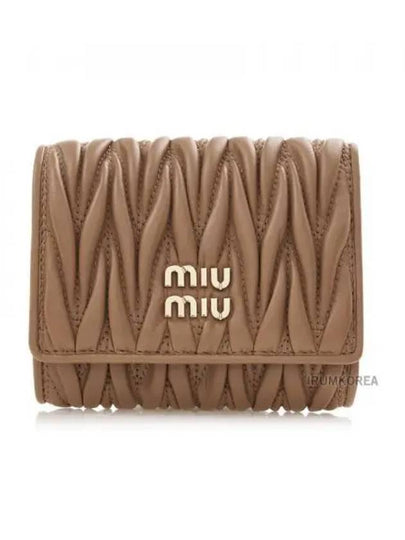 Matelasse Logo Nappa Leather Half Wallet Caramel - MIU MIU - BALAAN 2