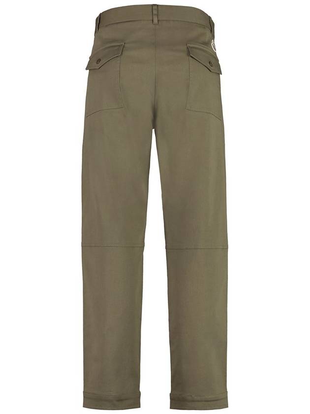 Men's Button Zip Pocket Cotton Straight Pants Dark Green - MONCLER - BALAAN 3