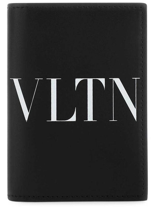 VLTN printed flap leather card wallet black - VALENTINO - BALAAN.