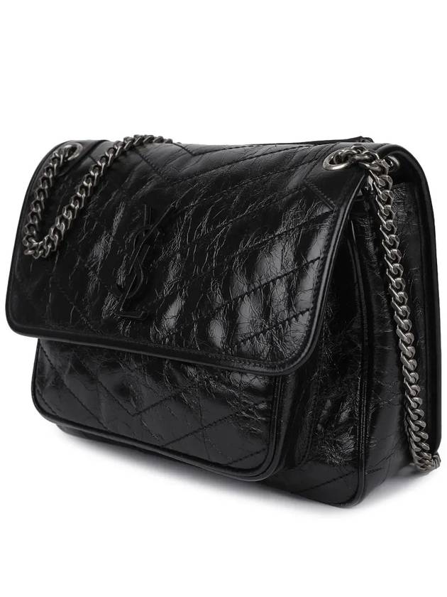 Nikki Medium Krinkle Vintage Leather Shoulder Bag Black - SAINT LAURENT - BALAAN 3