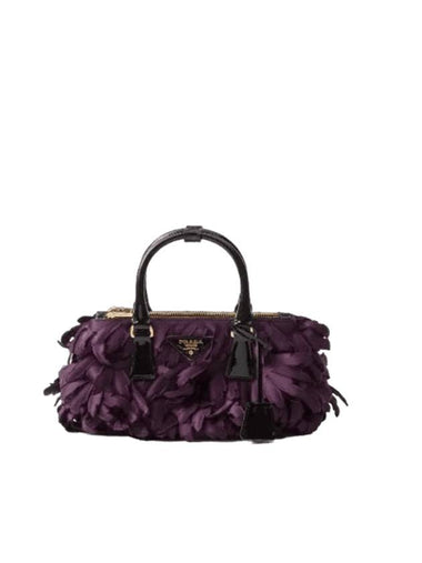 Satin Patent Leather Galleria Mini Bag Purple - PRADA - BALAAN 1