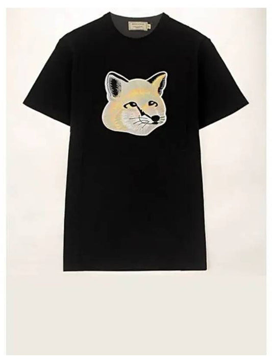 EM00153KJ0010 BK Pastel Fox Big Patch Short Sleeve T Shirt Black Men s TFN 270944 - MAISON KITSUNE - BALAAN 1