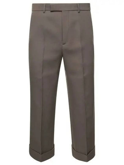 Textured Gabardine Cropped Straight Pants Brown - GUCCI - BALAAN 2