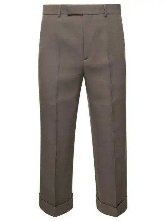 Textured Gabardine Cropped Straight Pants Brown - GUCCI - BALAAN 2