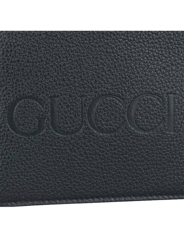 engraved logo bifold wallet black - GUCCI - 6