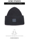 Face Patch Ribbed Wool Beanie Black - ACNE STUDIOS - BALAAN 3