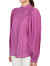 Women's Lace Insert Collar Long Sleeve Cotton Blouse Purple - VANESSA BRUNO - BALAAN 3