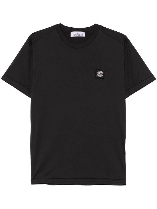 Logo Patch Short Sleeve T-Shirt Black - STONE ISLAND - BALAAN 2