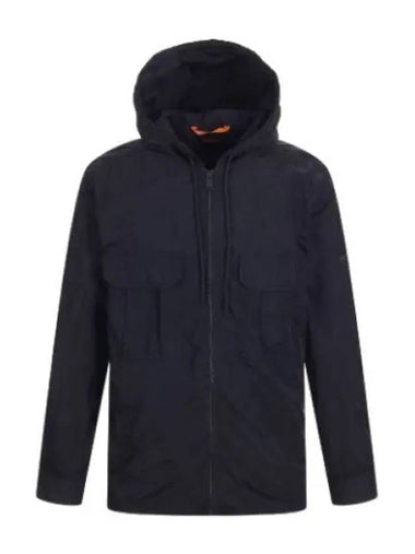 Boss Big Pocket Crinkle Canvas Hooded Zip up Jacket Jumper - HUGO BOSS - BALAAN 1