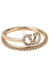 V Logo Metal Swarovski Crystal Ring Gold - VALENTINO - BALAAN 1