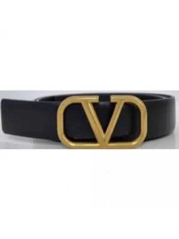 V Logo Leather Belt Black - VALENTINO - BALAAN 2