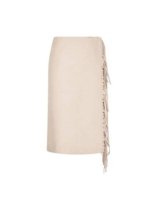 STELLA McCARTNEY Fringe Leather Wrap Skirt Beige - STELLA MCCARTNEY - BALAAN 1