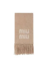 Logo Mohair Fringe Muffler Brown - MIU MIU - BALAAN 2