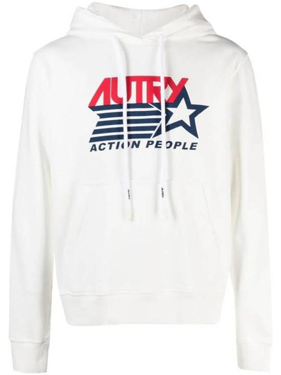 Iconic Logo Print Hoodie White - AUTRY - BALAAN 2