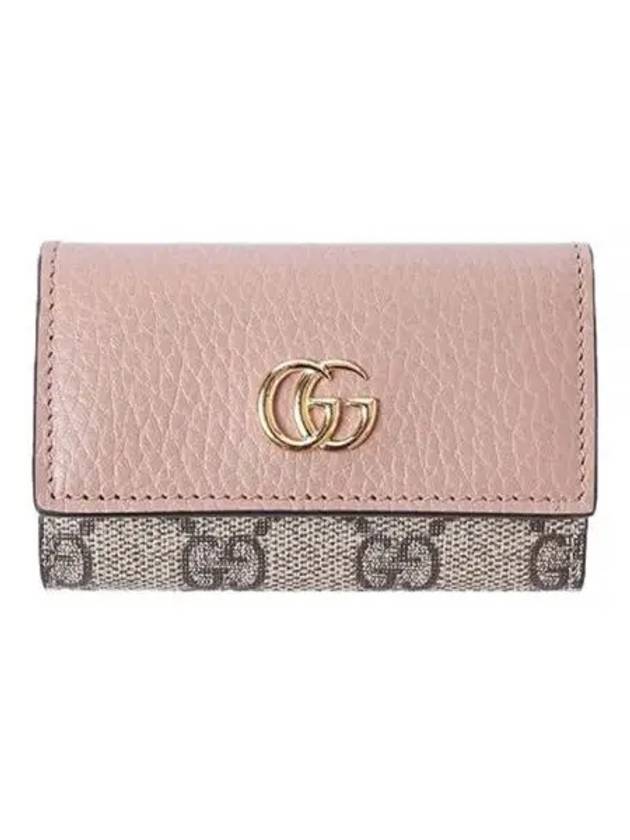 GG Marmont Leather Key Case Half Wallet Pink - GUCCI - BALAAN 2