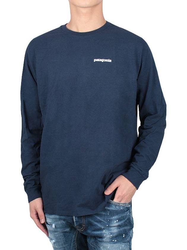 P6 Logo Responsibili Long Sleeve T-Shirt Navy - PATAGONIA - BALAAN 3