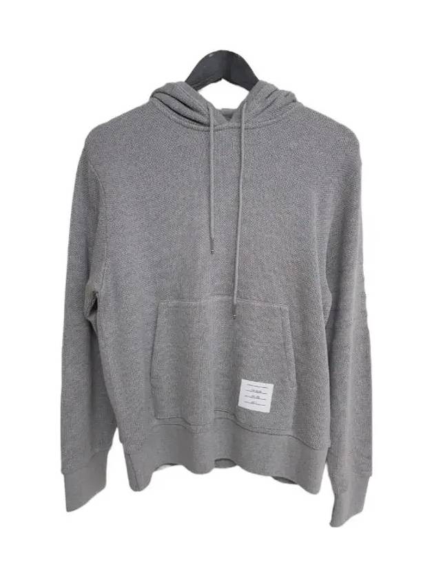 4 Bar Honeycomb Pique Cotton Hoodie Grey - THOM BROWNE - BALAAN 2