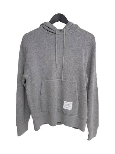 4 Bar Honeycomb Pique Cotton Hoodie Grey - THOM BROWNE - BALAAN 1