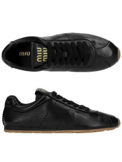 Plume Nappa Leather Low Top Sneakers Black - MIU MIU - BALAAN 2