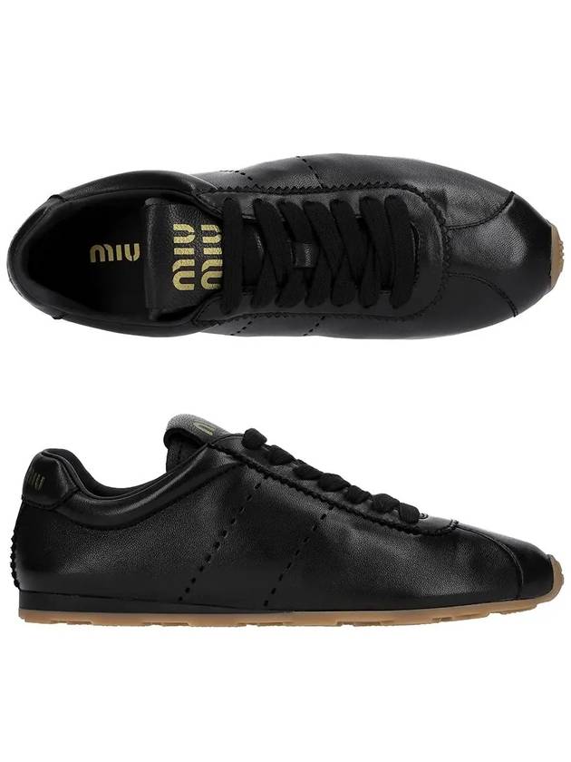 Plume Nappa Leather Low Top Sneakers Black - MIU MIU - BALAAN 3