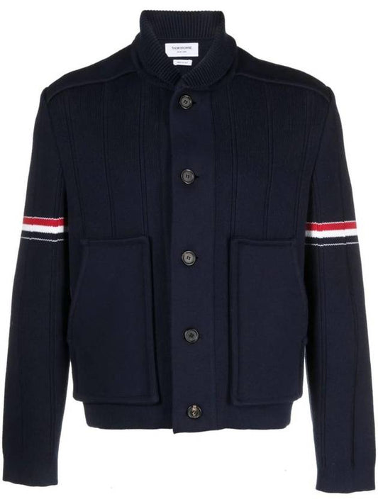 Single Breasted Button Cotton Jacket Navy - THOM BROWNE - BALAAN 1