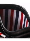 Stripe Note Compartment Pebble Grain Leather Card Wallet Black - THOM BROWNE - BALAAN 5