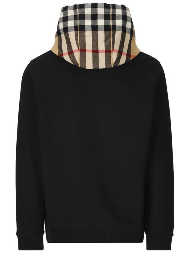 Check Hood Cotton Hoodie Black - BURBERRY - BALAAN 3