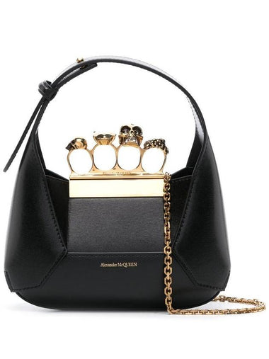 Jewel Hobo Mini Leather Shoulder Bag Black - ALEXANDER MCQUEEN - BALAAN 1