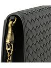 Leather Intrecciato Chain Shoulder Bag Black - BOTTEGA VENETA - BALAAN 5