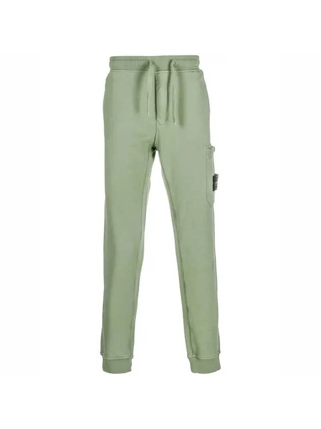 Men's Wappen Patch Cotton Fleece Track Pants Green - STONE ISLAND - BALAAN 1