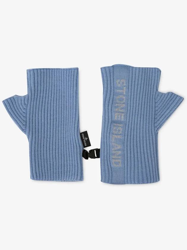 Men's Lettering Logo Gloves Powder Blue - STONE ISLAND - BALAAN 3