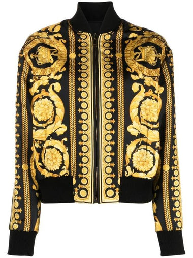 Barocco Print Silk Bomber Jacket 10061371A04236 - VERSACE - BALAAN 1