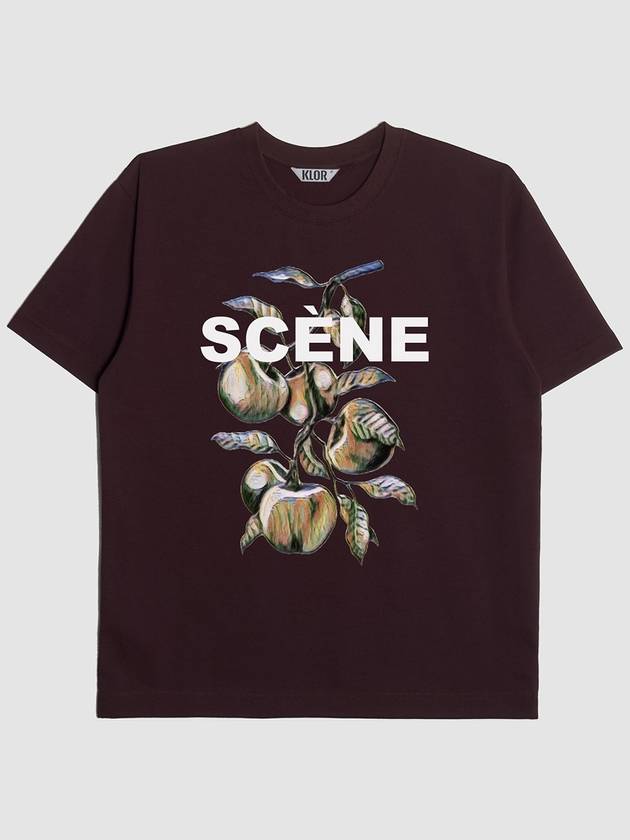 UNISEX Thin Apple Tree Graphic Short Sleeve T Shirt BURGUNDY - KLOR - BALAAN 1