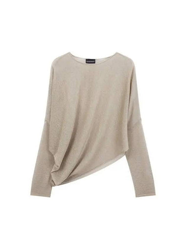 Women s Glitter Sheer Drape Knit Dark Beige - EMPORIO ARMANI - BALAAN 1