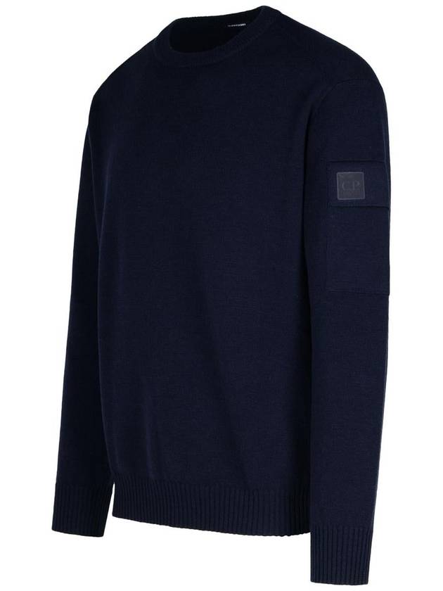 Merino Wool Crew Neck Knit Top Navy - CP COMPANY - BALAAN 3