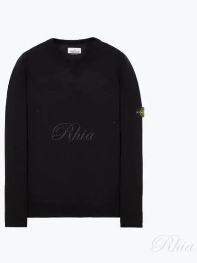 Regular Fit Crew Neck Wool Knit Top Black - STONE ISLAND - BALAAN 2