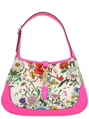 Floral Print Canvas Shoulder Bag Pink - GUCCI - BALAAN 1