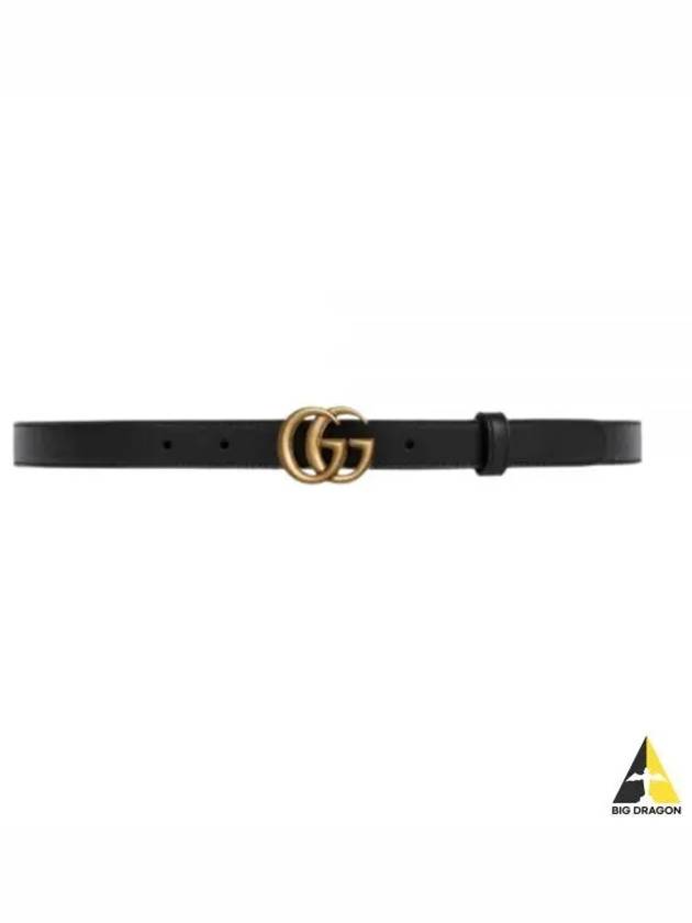 GG Marmont Double Buckle Thin Belt Black - GUCCI - BALAAN 2