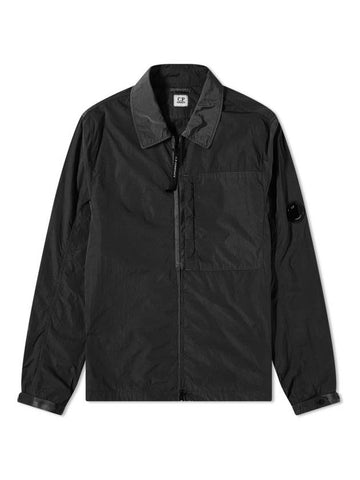 Men's Lens Wappen Chrome R Overshirt Jacket Black - CP COMPANY - BALAAN.