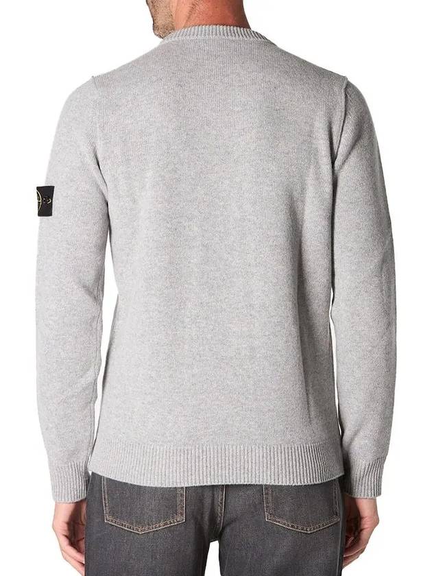 Logo Patch Lambswool Crewneck Knit Top Melange Grey - STONE ISLAND - BALAAN 3