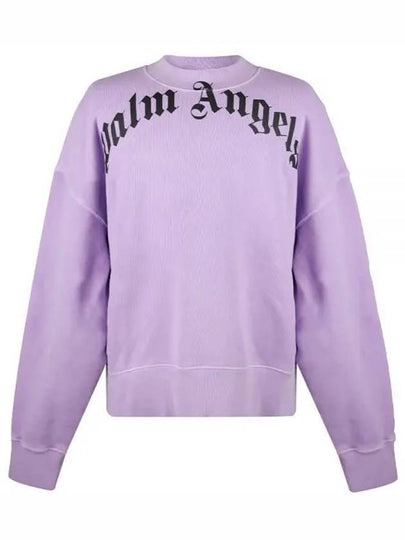 Men's Curved Logo Sweatshirt Purple - PALM ANGELS - BALAAN 2