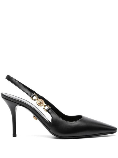 Medusa Detail Calf Leather Slingback Heels Black - VERSACE - BALAAN 2